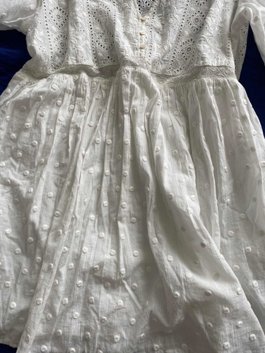 Imagen 4 de 7 de Vestido Zara Nuevo Con Etiqueta Corto Algodón Blanco Broderi