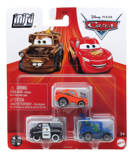 Pixar Cars Mini Racers (snot Rod - Dj - Sheriff) Paq.