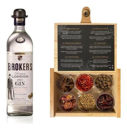 Gin Broker S 750ml + Estuche Mix 6 Botánicos