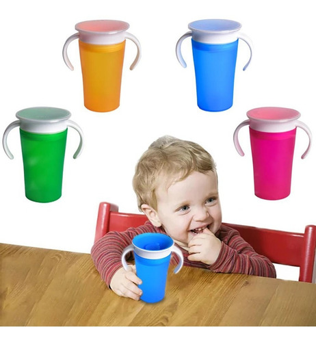Imagen 3 de 7 de Vaso 360° Bebes Antiderrame Silicona Ideal Niño Y Bebe