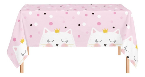 Mantel Plastico Gato Kitty Princesa Gatita Corona 180x130cm