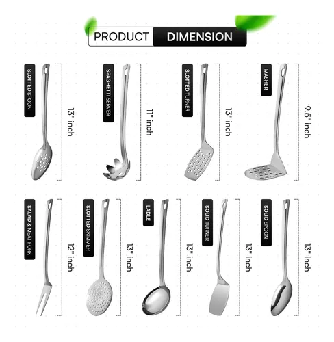 Juego De 9 Utensilios De Cocina De Acero Inoxidable De Alta
