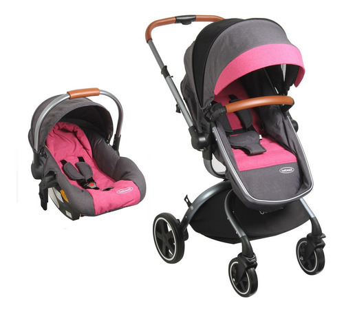 Coche de paseo Bebesit F8006 rosa con chasis color gris