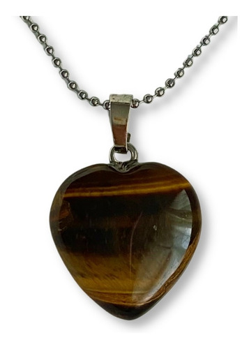Imagen 1 de 4 de Collar Corazoncito De Ojo De Tigre 100% Natural