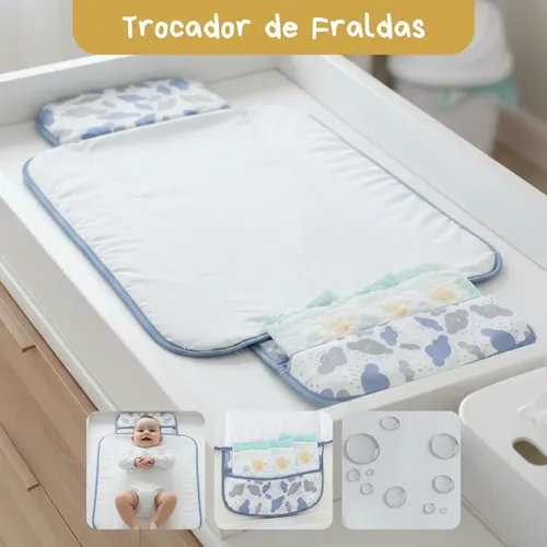 Trocador De  Fralda Impermeável Dobrável Lindas Estampas  Nuvem ​Azul