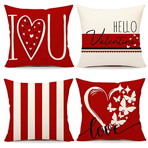 Valentines Day Pillow Covers 18x18 Set Of 4 Spring Farm...