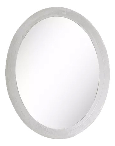 Espelho Oval Com Moldura Multiuso 31x40 Mdf Madeira Decorada Cor da moldura Branco/Rústico