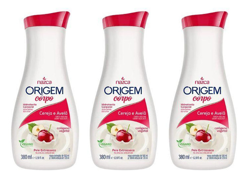 Hidratante Corporal Origem 380ml Cereja Avelã - Kit 3un