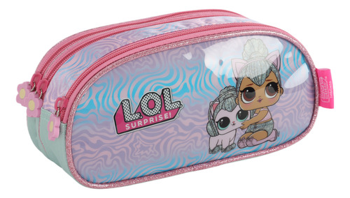 Estojo Triplo Escolar Infantil Lol Surprise Boneca Pet Cor Violeta