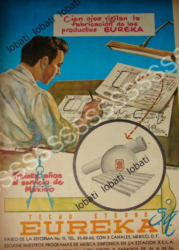 Cartel Retro Techo Eterno Eureka S.a Publicidad 1955 392