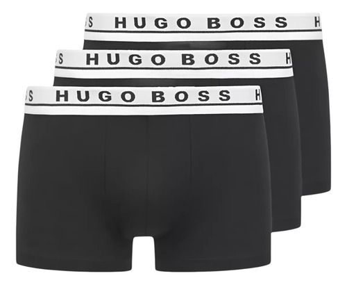 Boxer Trunk Hugo Boss 3 Pack Negro Algodón Para Hombre