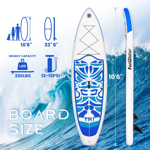 Tabla De Remo Hinchable Funwater De 10 Pies, 6 X 33 X 6 Cm,
