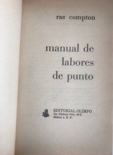 Punto, Manual De Labores De, Compton, Rae Tejido (Usado)