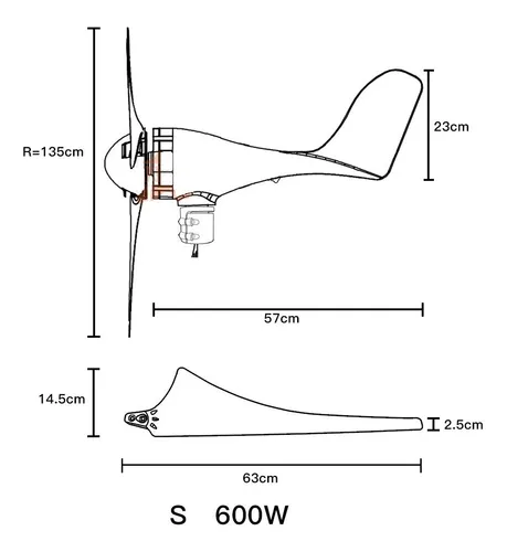 Turbina Eólica 600w Reales 5 Hélices + Controlador Mppt