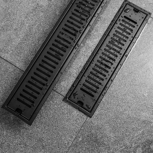 Imagen 5 de 7 de Rejilla Piso Rectangular Ladrillo De 80cm X 10cm Negro Mate