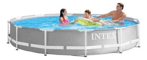 Piscina estrutural redondo Intex 26711 com capacidade de 1718 galões cinza