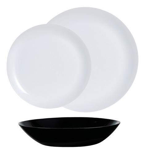 Vajilla 18 Pzas Minimalista Moderna De Opal Quasi Luminarc Color Blanco/negro Carine