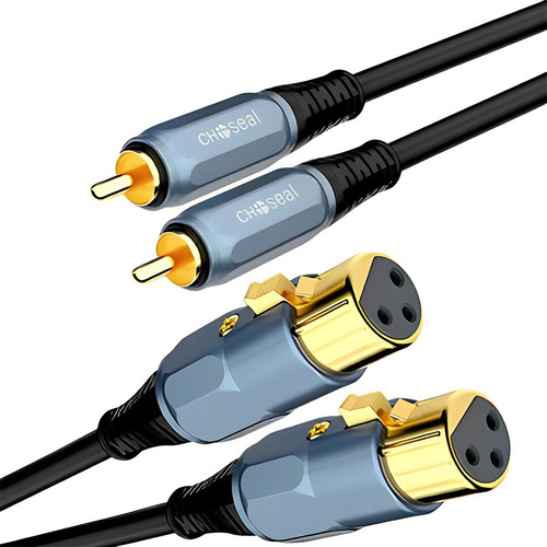 2 Rca Stereo 2 Xlr Hembra Canon 1m Cable Profesional Audio