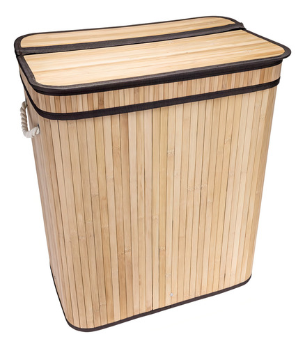 Cesta de ropa Artiko Pratic+ de bambú para armario con tapa, 105 l, color natural, liso