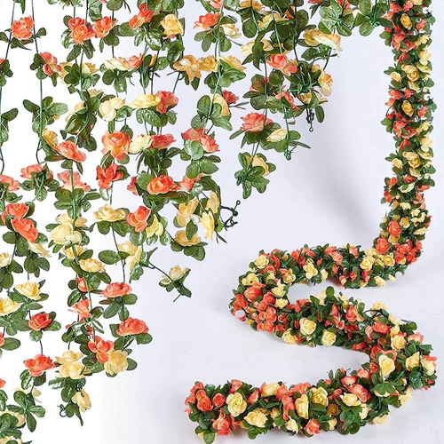 8 Guirnaldas De Flores Artificiales Con Hojas Verdes