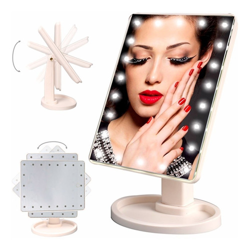 Espejo Giratorio Para Maquillaje Iluminado Con Luces Led