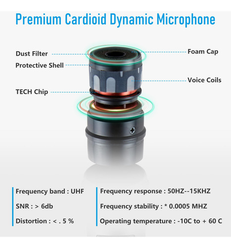 Sistema De Micrófono Inalámbrico De La Mano Dual Dual De Bek