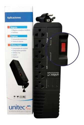 Imagen 2 de 5 de Regulador Automático De Voltaje 990va 6 Tomas Unitec