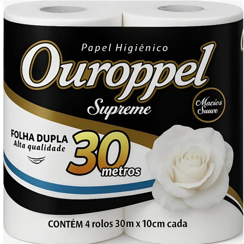 Papel Higiênico 4 Rolos Com 30 Metros Folha Dupla Ouroppel