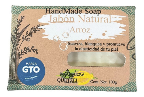 Jabón Natural Arroz Blanqueador 100 G Quetzei Cosméticos