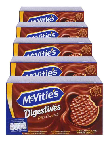 Biscoito Digestive Mcvitie´s, Chocolate, 5 Pacotes De 200g