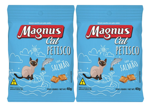 Kit 2un Petisco Magnus Cat Para Gatos Adultos Salmão 40g
