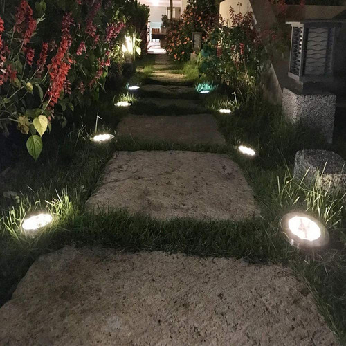 12piezas Luces Solares De Tierra Luces Jardín Luces De Disco