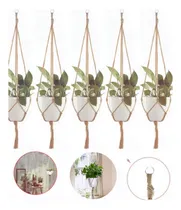 Comprar 5 Pz Porta Maceta Colgante Soporte Para Macetas Yute Macrame Hilo Yute Colgante