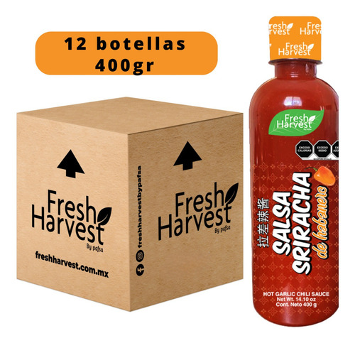 Salsa Sriracha Habanero 400gr Caja 12 Piezas Fresh Harvest
