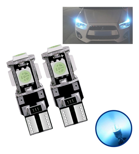 Par Lâmpada Led Pingo T10 Farolete Lanterna Carro Farol Cor