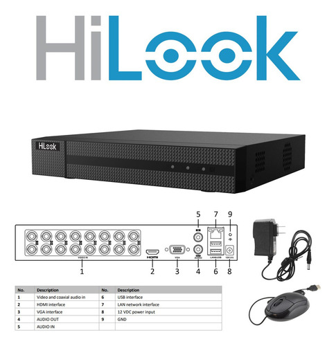 Kit Circuito Cerrado HiLook Dvr 16 Canales 10 Cámaras 1080p 2mp Audio integrado Thc-b120-ps 200mts Cable Utp + HDD 2tb