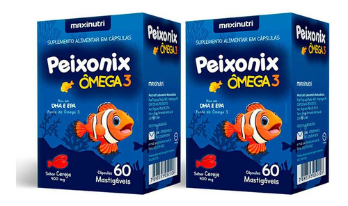 02 Peixonix Omega 3 Mastigavel Cereja 60 Caps Loja Maxinutri