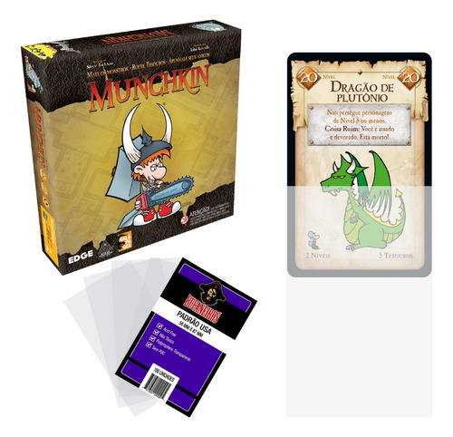 Munchkin Original + Sleeves Jogo Carta Galápagos Treta Amigo