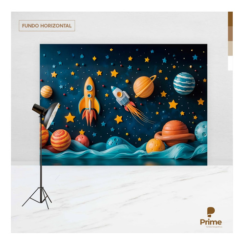 Fundo Fotográfico Astronauta Tecido 2,20m X 1,50m F1417 Desenho impresso Horizontal
