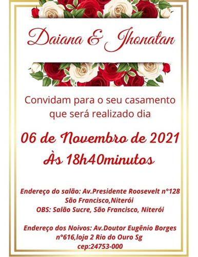 Imagem 1 de 4 de Convite De Casamento Vermelho