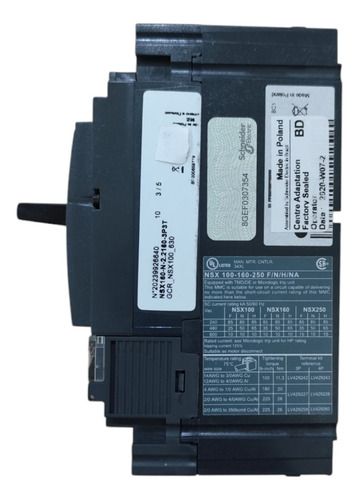 Disjuntor Nsx160n Mic 2.2 100a 3p C16n32d100 - Schneider