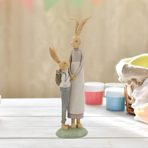Resina Estatua De La Familia Family Bunny Para Mamá E Hijo
