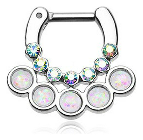 Aros - Septum Clicker 16g 1-4  6mm Opal Aurora Borealis Aure