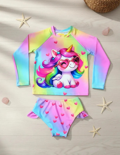 Blusa Uv Praia Piscina Biquíni Infantil Proteção Uv Menina Cor Coral Tamanho 10