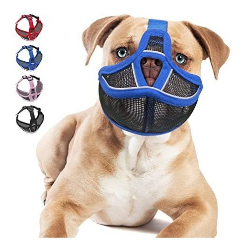 Imagen 8 de 11 de Bozal Para Perro De Hocico Corto Ajustable De Malla Xl Azul