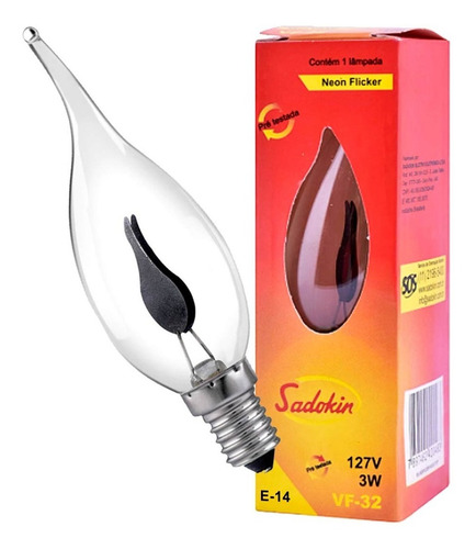 Imagem 1 de 7 de 5 Lâmpada Vela Chama Decorativa 3w 110v E14 Neon Flicker