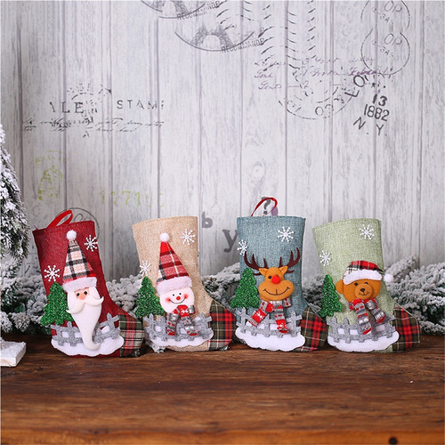 4pcs Medias De Navidad, Bolsa De Regalo De Navidad