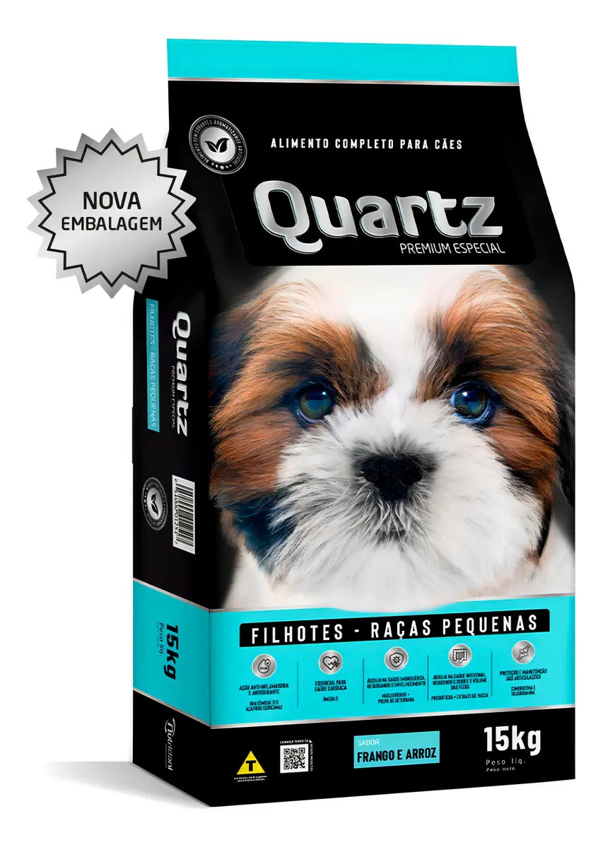 Quartz Ração Cães Filhotes Raças Pequenas Frango/arroz 15kg