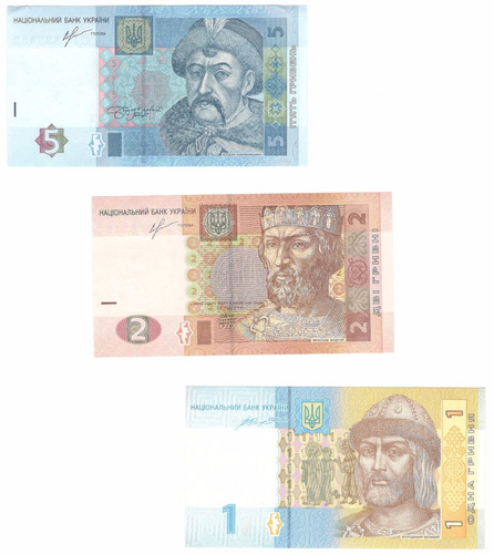 Coleccion Ucrania 5, 2 Y 1 Hryven (2013-14) Europa