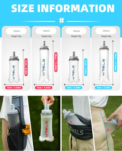 Wrels Running Frasco Plegable Botella De Agua Suave De Tpu,